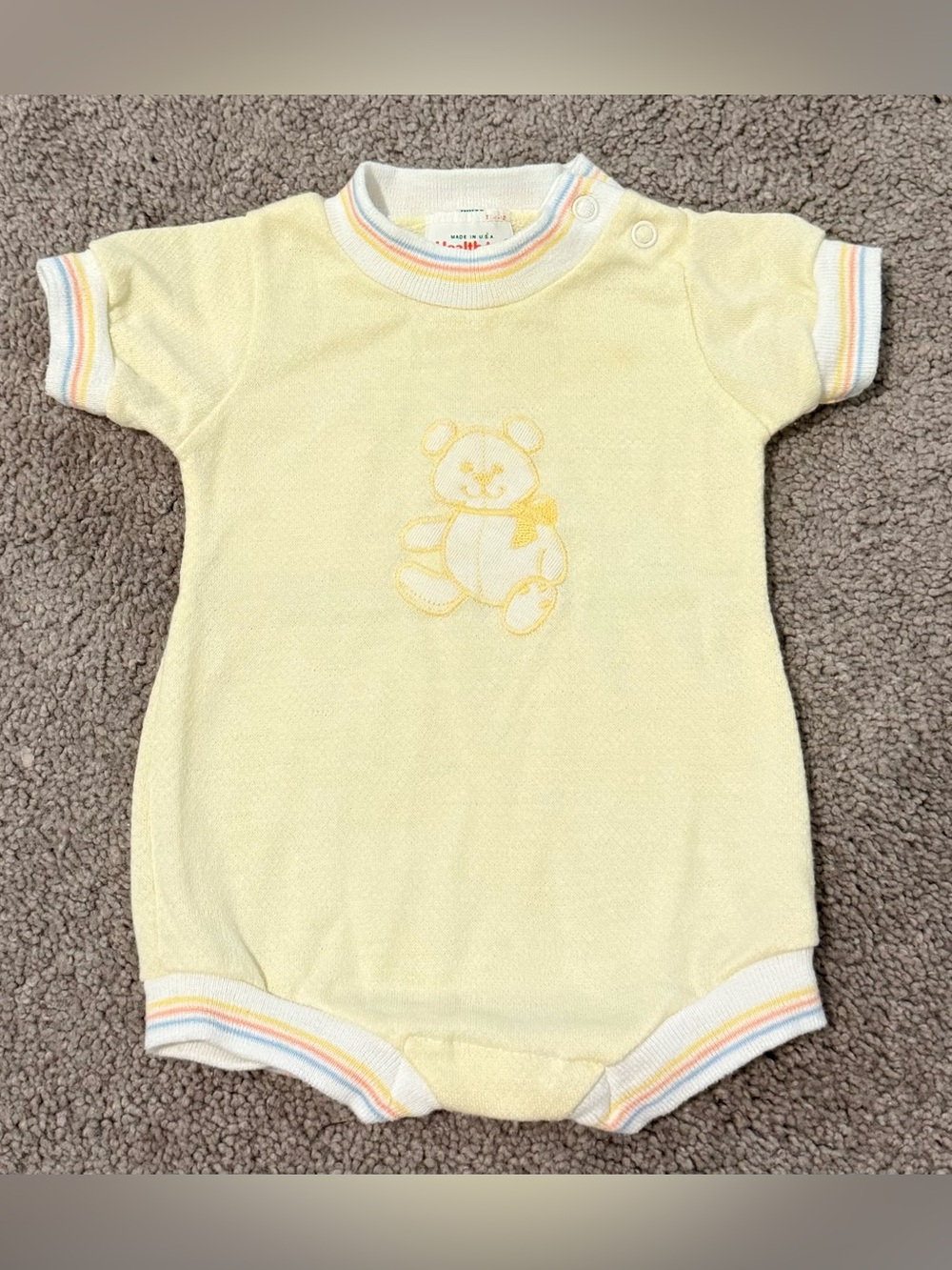 Vintage Health-tex Teddy Bear Knit Bubble Romper Onesie Embroidered 3 months